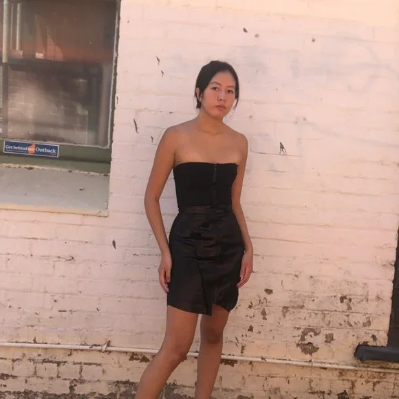 Camilla & Marc Sovereignty Black Bustier Dress with Foiled Metallic Skirt - Picture 5 of 8